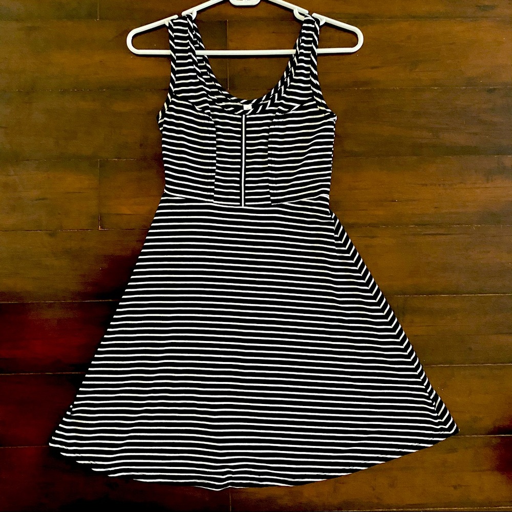 Xhilaration Black/White Striped Sleeveless Dress